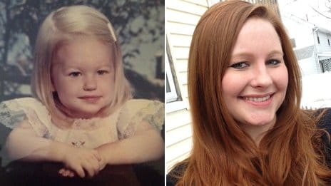 Heather Doney as a child - and in 2012