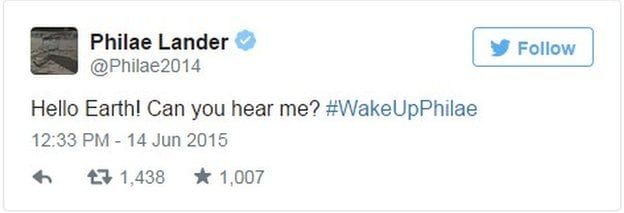 Tweet from Philae Lander