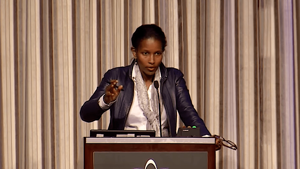 Ayaan Hirsi Ali speaking at the 2015 convention of American Atheists.