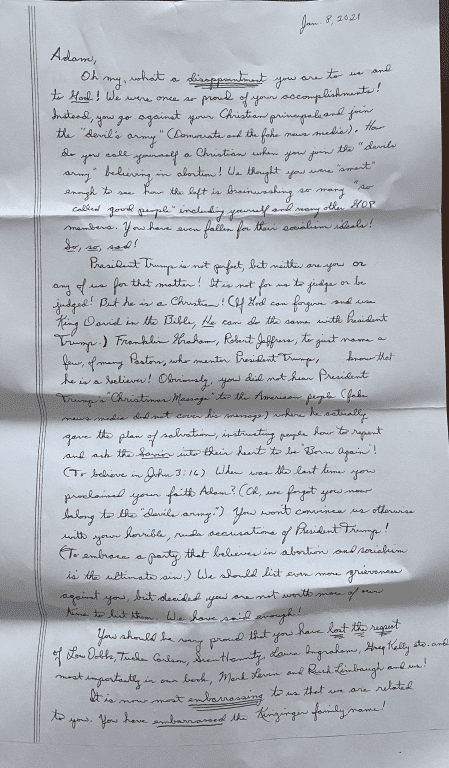 Kinzinger's Family Letter: God, the GOP and Conservative Media